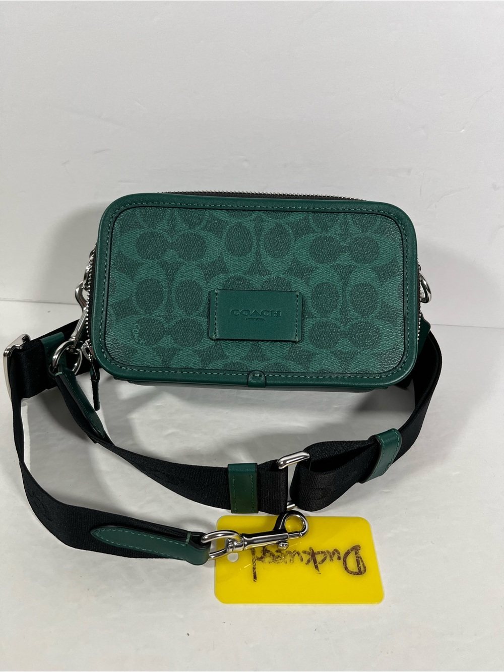 NWT Coach Men’s Wyatt Crossbody Bag In Signature Canvas CW365 Silver/Sea Green